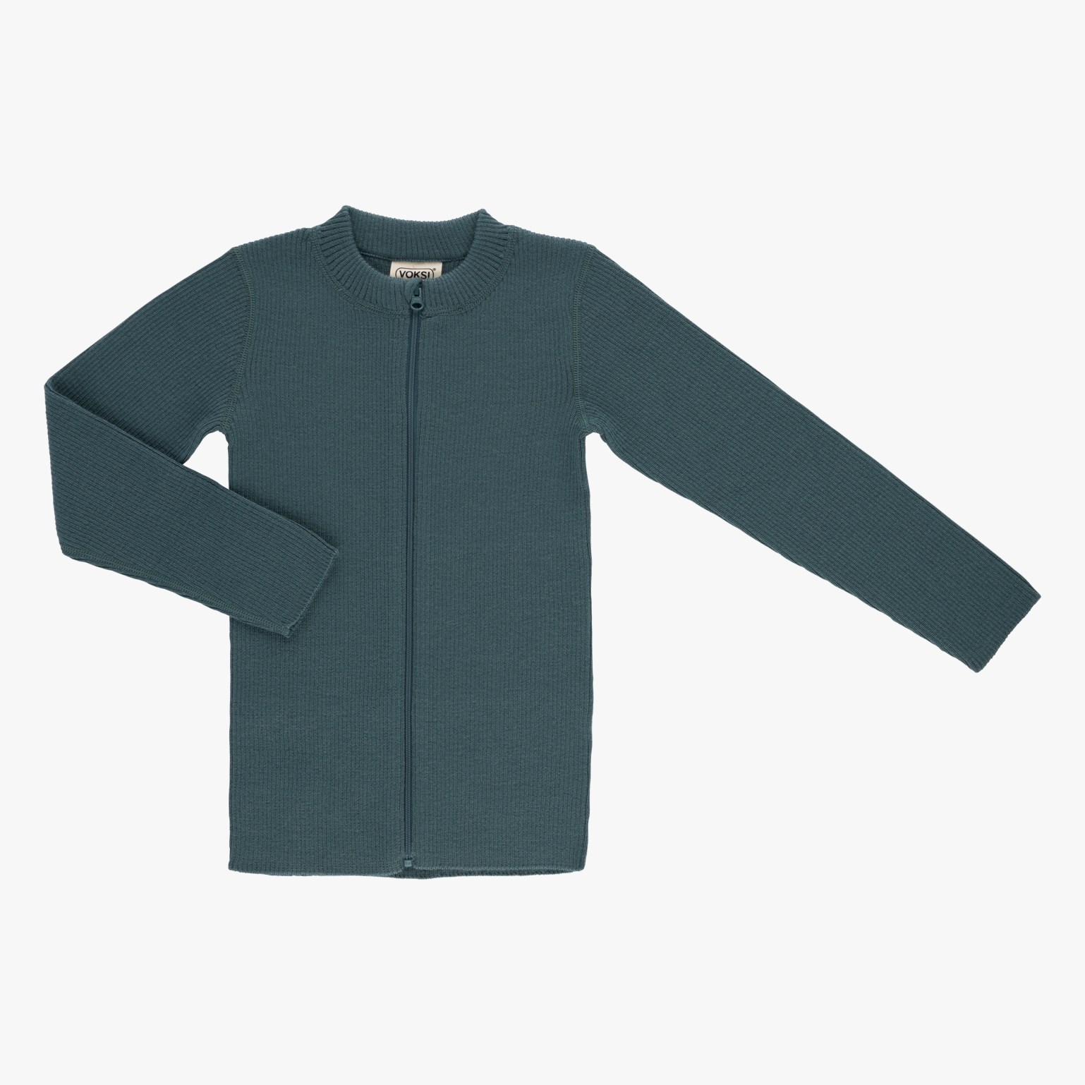 Voksi Wool meriinovillane kampsun Rib Sea Green