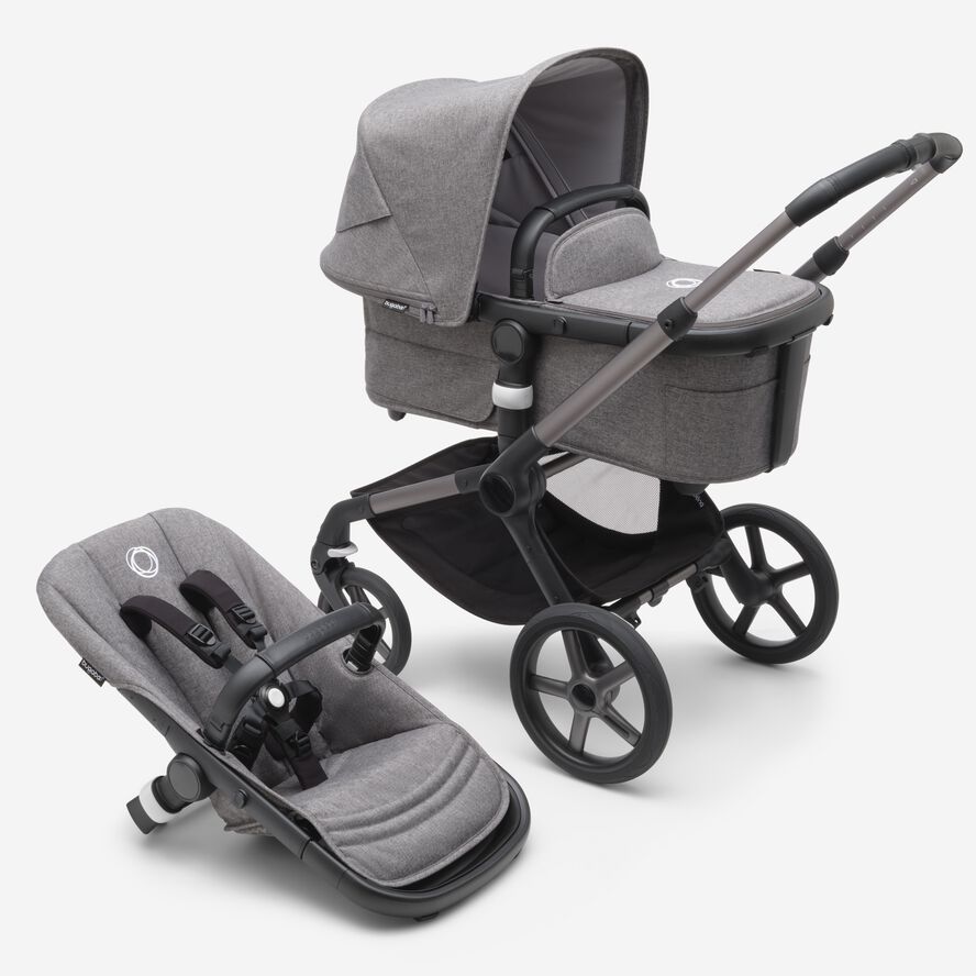 Bugaboo Fox 5 2in1 vankrikomplekt Graphite/Grey Melange/Grey Melange