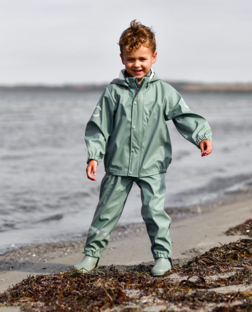 Mikk-Line vihmakomplekt kummivärvliga pükstega - Chinois green