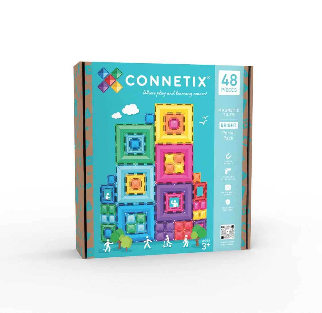 Connetix Bright Portal Pack 48 pc, üksteise sisse mahtuvate ruutudega magnetklotsid