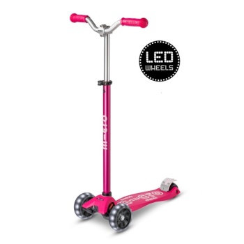Micro Maxi Deluxe Pro LED tõukeratas, roosa, 5-12 eluaastat