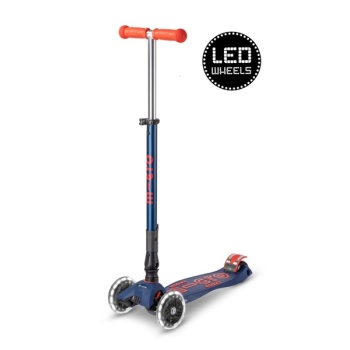 Micro Maxi Deluxe LED kokkuvolditav tõukeratas, mereväesinine, 5-12 eluaastat