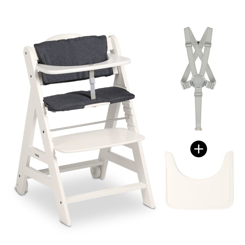 Hauck Beta+ söögitool turvarihmade ja pehmendustega, white