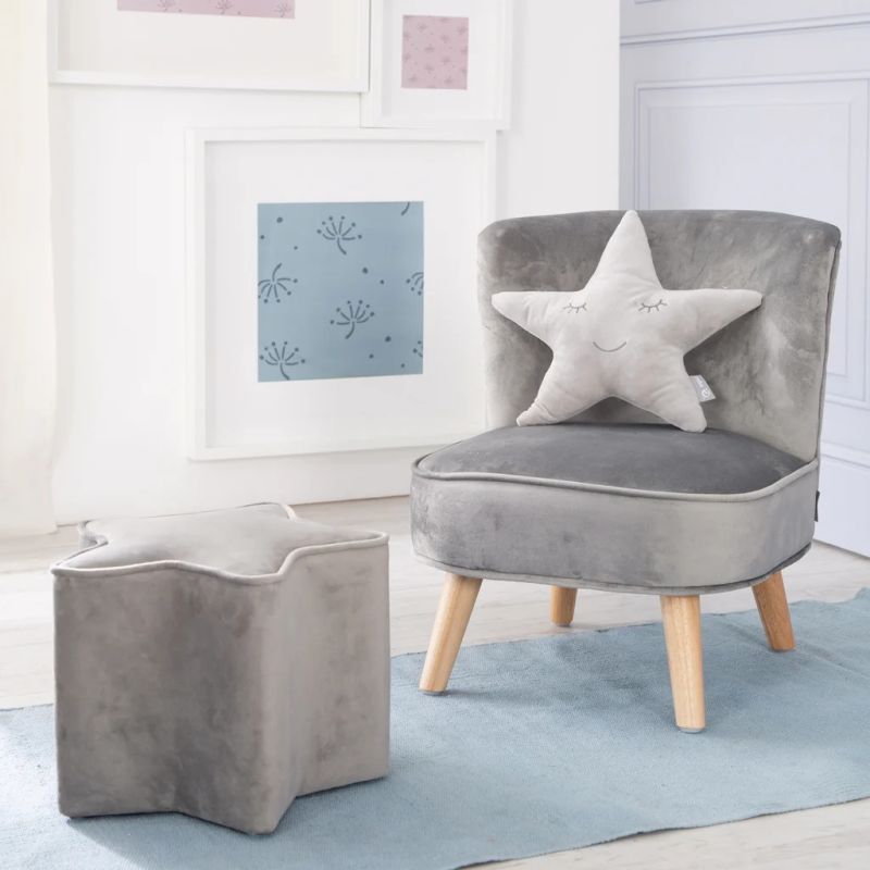 Roba komplekt 'Lil Sofa' laste tugitool, taburett ja tähepadi hall
