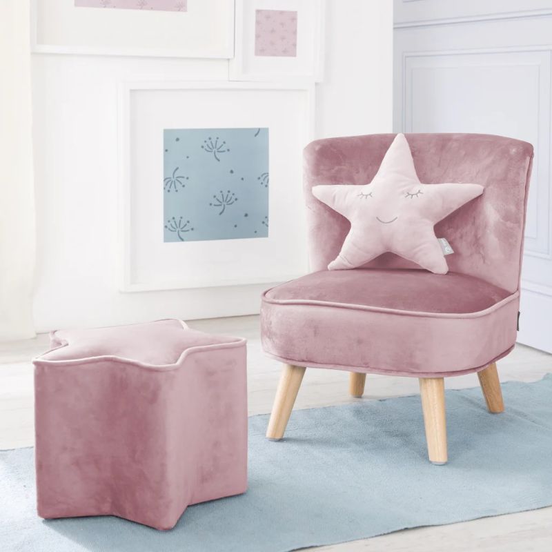 Roba komplekt 'Lil Sofa' laste tugitool, taburett ja tähepadi roosa