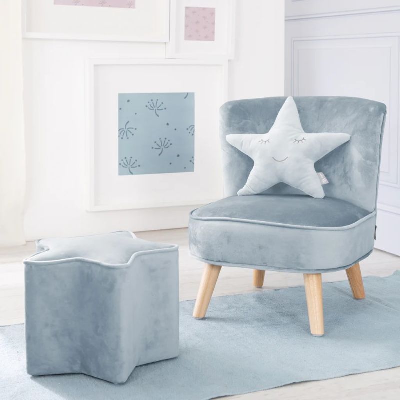 Roba komplekt 'Lil Sofa' laste tugitool, taburett ja tähepadi helesinine