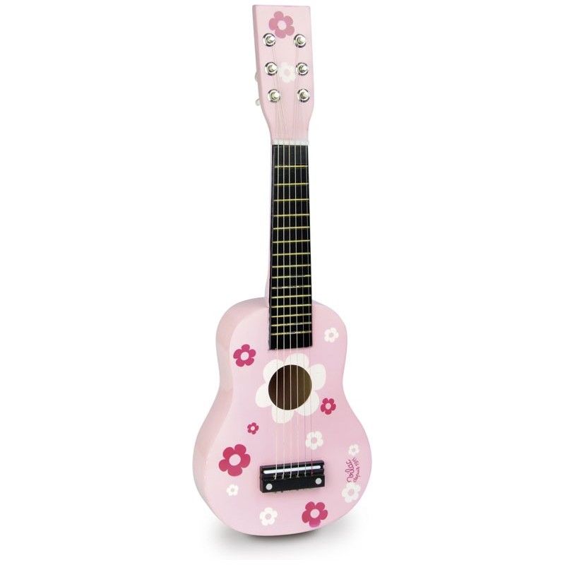 Vilac puidust roosa kitarr Lilled