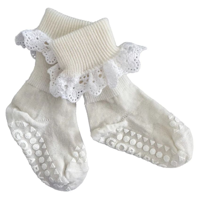 GoBabyGo Merino Wool libisemiskindlad meriinovillased pitsiga sokid Snow White