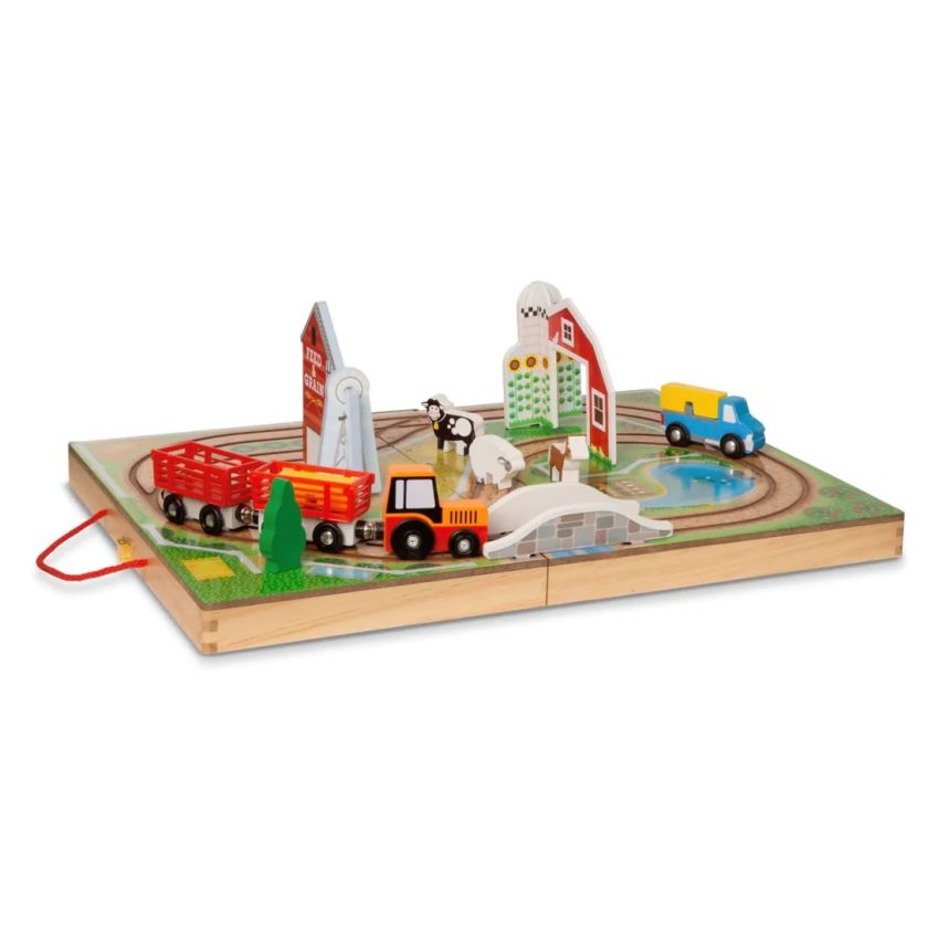 Melissa & Doug kaasaskantav 17-osaline puidust mängukomplekt Farm