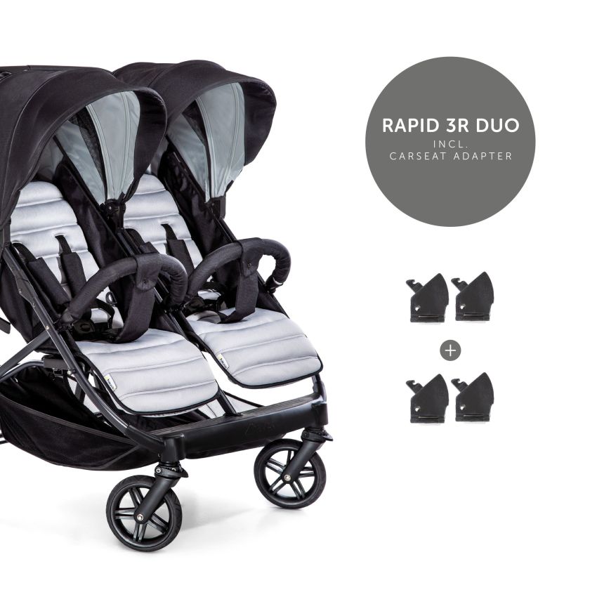 Hauck Rapid 3R Duo kaksikute jalutuskäru silver/charcoal