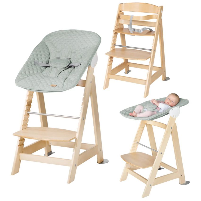 Roba söögitool 'Born Up' komplekt 2in1 naturaalne/frosty green